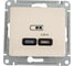 Розетка USB Systeme Electric GLOSSA тип-C 65W высокоскор.заряд. QC, PD, механизм, БЕЖЕВЫЙ GSL000227 2