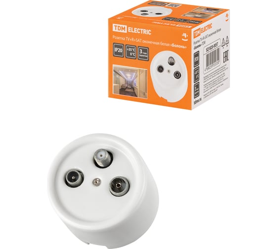 Розетка TDM ELECTRIC TV+R+ SAT оконечная белая Болонь SQ1820-0057