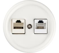 Телефонная розетка TDM ELECTRIC RJ11 + компьютерная RJ45 белая Болонь SQ1820-0052