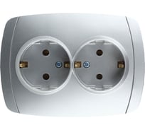 Двойная розетка с заземлением СВЕТОЗАР АКЦЕНТ SV-54207-SM