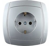 Одинарная розетка с заземлением СВЕТОЗАР АКЦЕНТ SV-54205-SM