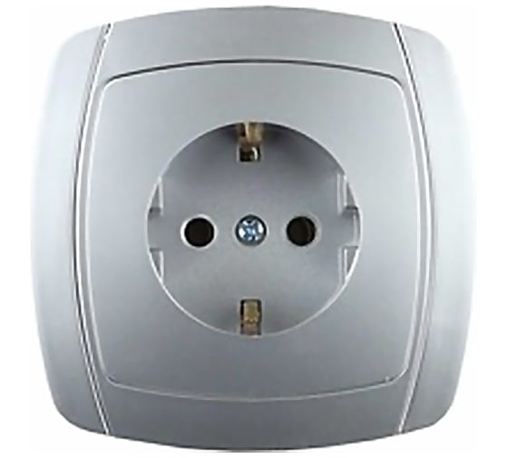 Одинарная розетка с заземлением СВЕТОЗАР АКЦЕНТ SV-54205-SM 1