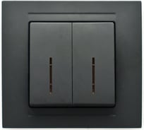 Двухклавишный выключатель с подсветкой, черный бархат, GUNSAN MODERNA MD2943104