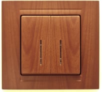 Двухклавишный выключатель с подсветкой, дуб GUNSAN MODERNA MD2919104
