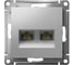 Розетка компьютерная двойная Systeme Electric AtlasDesign, RJ45+RJ45, кат.6А, механизм, Алюминий ATN000388 2