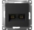 Розетка компьютерная двойная Systeme Electric AtlasDesign, RJ45+RJ45, кат.6А, механизм, Карбон ATN001088 2
