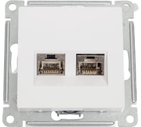 Двойная компьютерная розетка Systeme Electric ATLASDESIGN RJ45+RJ45, кат.6А, механизм, БЕЛЫЙ ATN000188