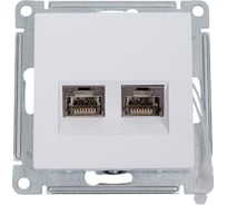 Двойная компьютерная розетка Systeme Electric ATLASDESIGN RJ45+RJ45, кат.6А, механизм, БЕЛЫЙ ATN000188