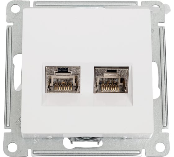 Двойная компьютерная розетка Systeme Electric ATLASDESIGN RJ45+RJ45, кат.6А, механизм, БЕЛЫЙ ATN000188 1