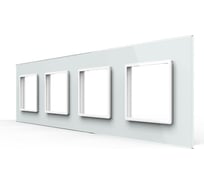 Рамка для розетки 4 поста LIVOLO цвет белый, стекло BB-C7-SR/SR/SR/SR-11