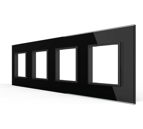 Рамка для розетки 4 поста LIVOLO цвет черный, стекло BB-C7-SR/SR/SR/SR-12