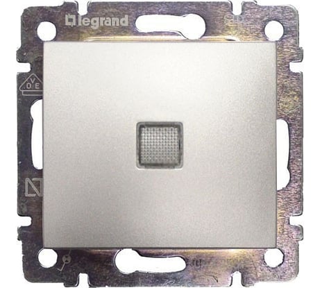 Выключатель Legrand одноклавишный с подсветкой Legrand Valena 10А 250В схема 1L безвинтовые зажимы алюминий 694340