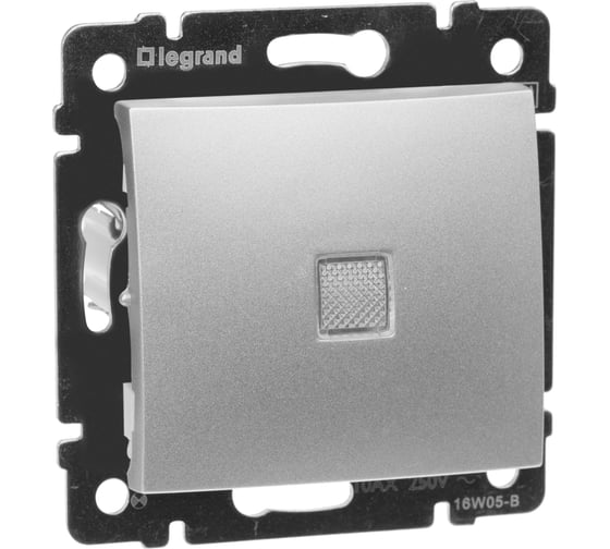 Выключатель Legrand одноклавишный с подсветкой Legrand Valena 10А 250В схема 1L безвинтовые зажимы алюминий 694340