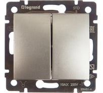 Выключатель Legrand двухклавишный Legrand Valena 10А 250В схема 5 безвинтовые зажимы алюминий 694337