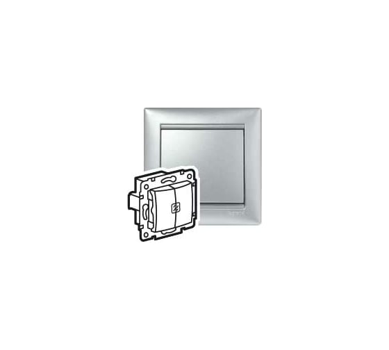 Выключатель Legrand двухклавишный с подсветкой Legrand Valena 10А 250В схема 5L безвинтовые зажимы алюминий 694344