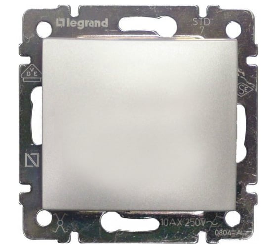 Переключатель Legrand одноклавишный Legrand Valena 10А 250В схема 6 безвинтовые зажимы алюминий 694338