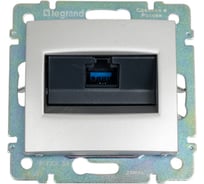 Розетка Legrand компьютерная RJ45 категория 5e UTP Legrand Valena с захватами алюминий 770230