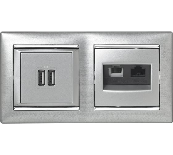 Рамка Legrand 2 поста Valena алюминий/серебряный штрих 770352