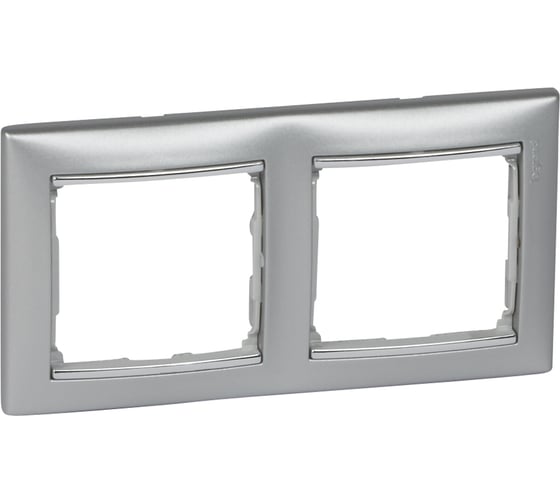 Рамка Legrand 2 поста Valena алюминий/серебряный штрих 770352