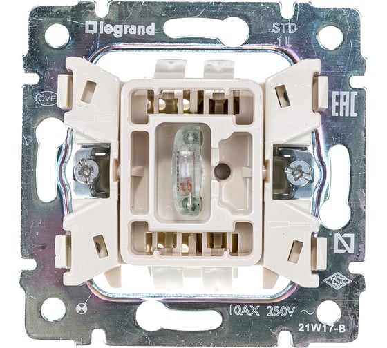 Выключатель Legrand одноклавишный с подсветкой Legrand Valena 10А 250В схема 1L безвинтовые зажимы белый 774410