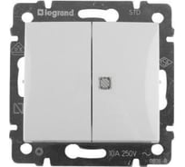 Выключатель Legrand двухклавишный с индикацией Legrand Valena 10А 250В схема 5T безвинтовые зажимы белый 774445