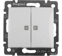 Выключатель Legrand двухклавишный с двумя индикаторами Legrand Valena 10А 250В схема 5TE безвинтовые зажимы белый 774213