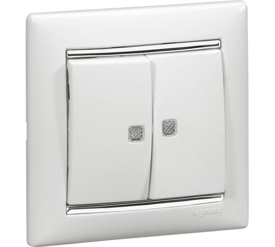 Выключатель Legrand двухклавишный с двумя индикаторами Legrand Valena 10А 250В схема 5TE безвинтовые зажимы белый 774213
