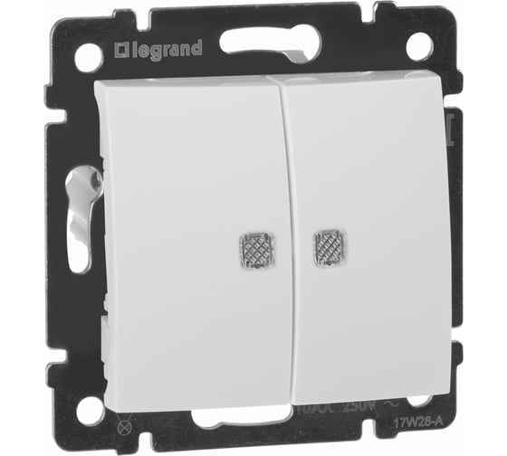 Двухклавишный выключатель Legrand, Valena с подсветкой белый 774428 694290