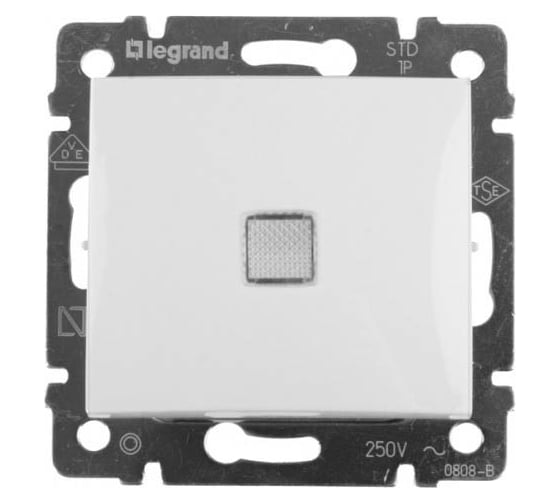 Проходной выключатель Legrand Valena белый одноклавишный с подсветкой 16А 774203