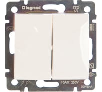 Переключатель Legrand двухклавишный Legrand Valena 10А 250В схема 6/2 безвинтовые зажимы белый 694266