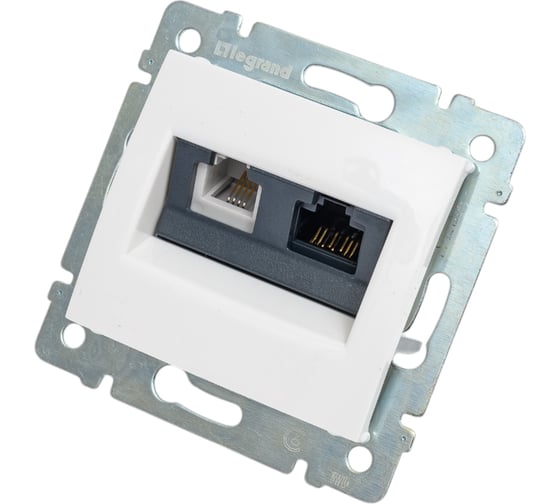 Розетка Legrand двойная RJ11+RJ45 категория 6 UTP Legrand Valena белый 695339