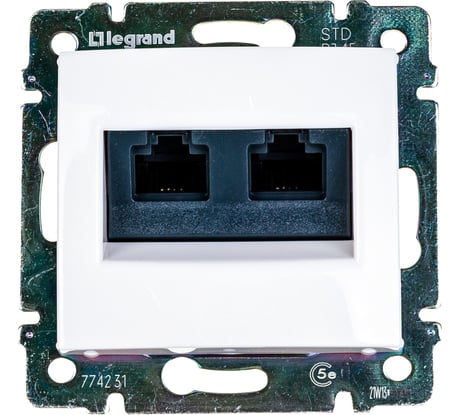 Розетка Legrand компьютерная двойная RJ45 категория 5e UTP Legrand Valena с захватами белый 694292