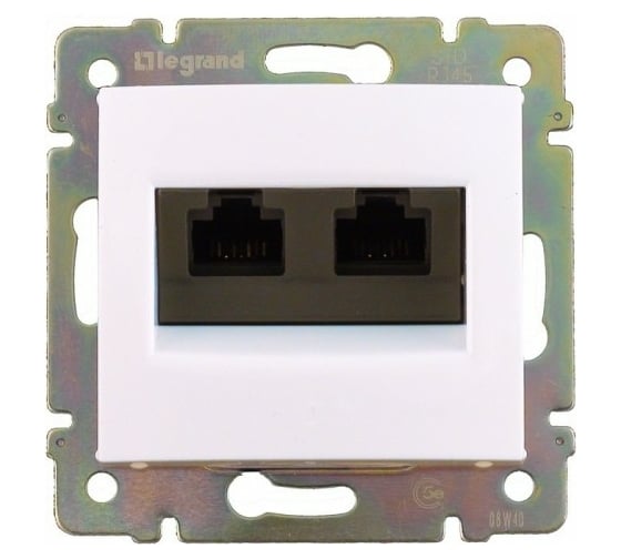 Розетка Legrand компьютерная двойная RJ45 категория 5e UTP Legrand Valena с захватами белый 694292