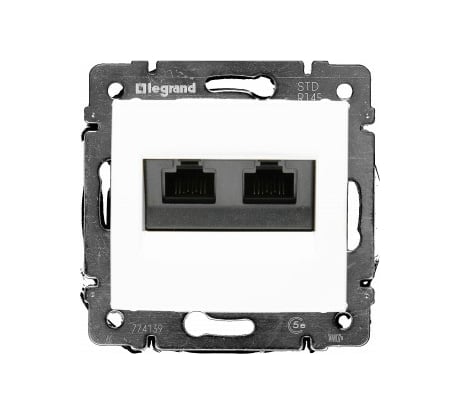 Розетка Legrand компьютерная двойная RJ45 категория 5e UTP Legrand Valena монтаж на винтах белый 774239