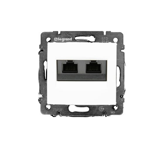Розетка Legrand компьютерная двойная RJ45 категория 5e UTP Legrand Valena монтаж на винтах белый 774239 1