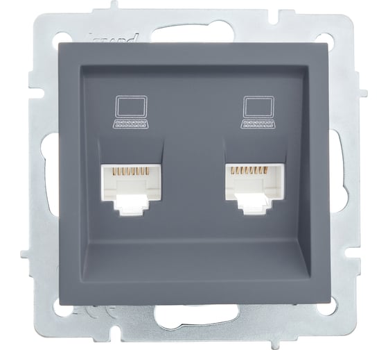 Двойная компьютерная розетка Lezard VESNA графит 742-3488-141 1