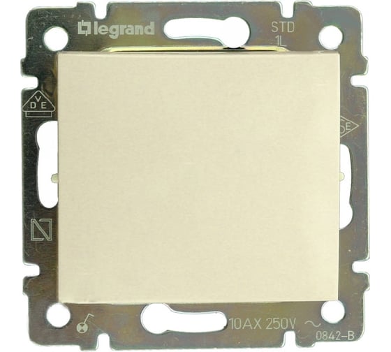 Одноклавишный двухполюсный выключатель, крем Legrand Valena 774302
