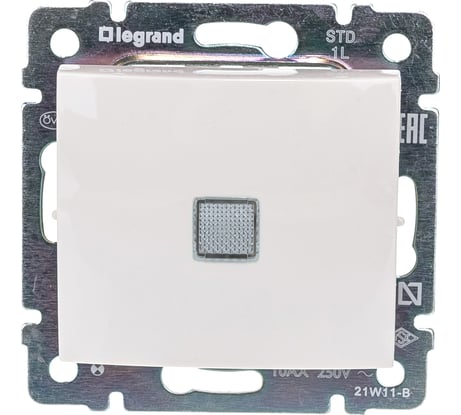 Выключатель Legrand одноклавишный с подсветкой Legrand Valena 10А 250В схема 1L безвинтовые зажимы слоновая кость 695601