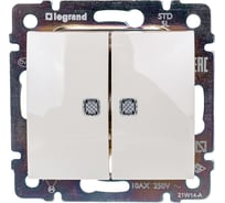 Двухклавишный выключатель Legrand Valena с подсветкой, слоновая кость 774328 695630