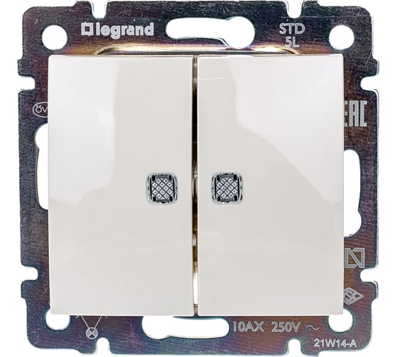 Двухклавишный выключатель Legrand Valena с подсветкой, слоновая кость 774328 695630