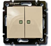 Выключатель Legrand двухклавишный с двумя индикаторами Legrand Valena 10А 250В схема 5TE безвинтовые зажимы слоновая кость 774113