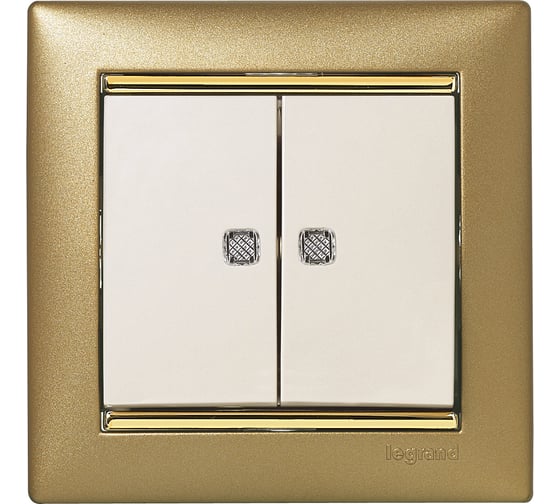 Выключатель Legrand двухклавишный с двумя индикаторами Legrand Valena 10А 250В схема 5TE безвинтовые зажимы слоновая кость 774113