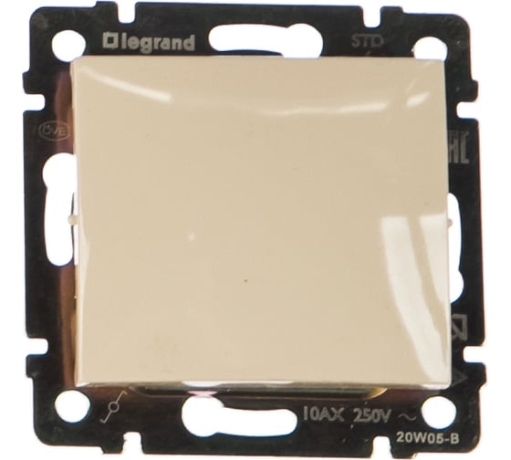 Переключатель Legrand одноклавишный Legrand Valena 10А 250В схема 6 безвинтовые зажимы слоновая кость 695602