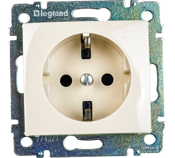 Одноместная розетка Legrand, Valena с заземлением и защитными шторками, слоновая кость 774321 695613