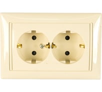 Розетка Legrand двойная с заземлением Legrand Valena со шторками в сборе 16А 250В винтовые зажимы слоновая кость 695644