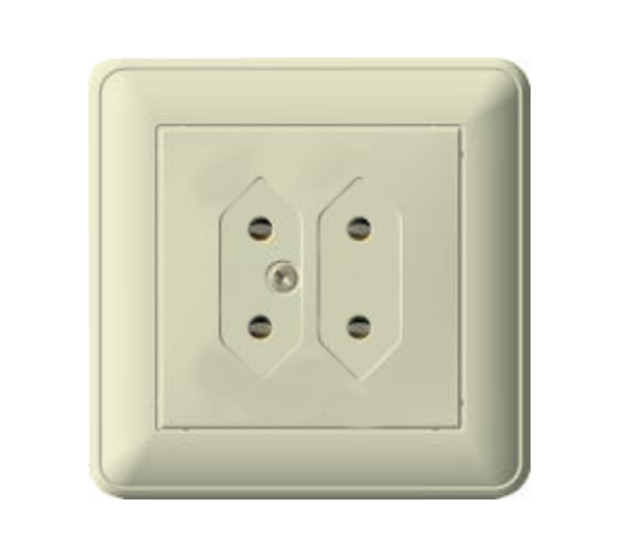 Двойная розетка для узких вилок с рамкой, бежевая 6А WESSEN 59 Schneider ELectric RS6-253-28