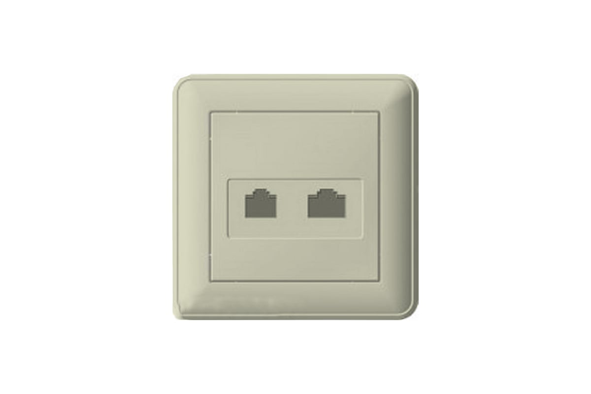 Компьютерная двойная розетка с рамкой, бежевая RJ45 кат 5e WESSEN 59 ...