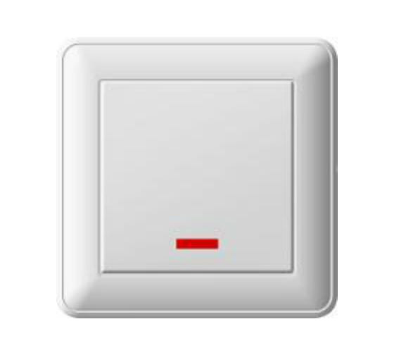 Одноклавишный кнопочный выключатель с подсветкой и рамкой, белый Systeme Electric СП W59 VS116-151-18
