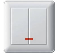 Двухклавишный выключатель с подсветкой и рамкой, белый Systeme Electric СП W59 VS516-251-18