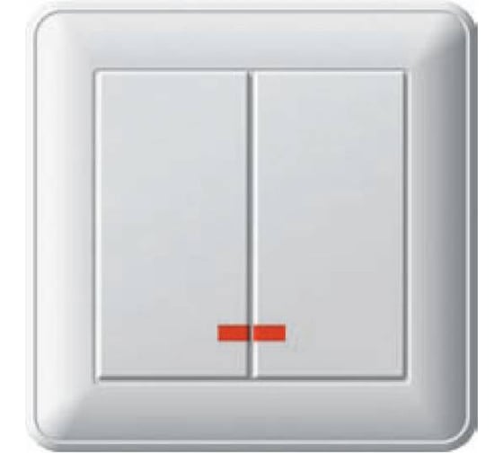 Двухклавишный выключатель с подсветкой и рамкой, белый Systeme Electric СП W59 VS516-251-18